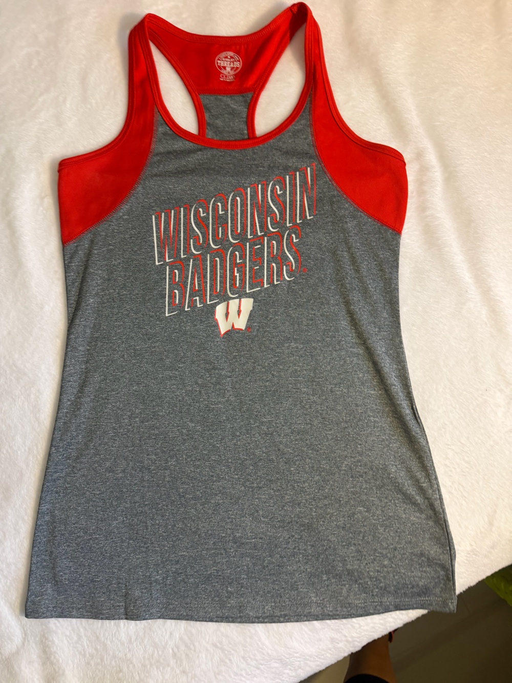 Rivalry Threads Gray and Red Wisconsin Badgers Racerback Tank
